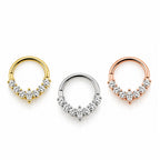 18K Gold Moissanite Marquise Crown 9mm Daith & Septum Ring