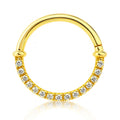 18K Yellow Gold Diamond Hinged Clicker – For Daith &amp; Septum Piercings