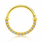 18K Yellow Gold Diamond Hinged Clicker – For Daith &amp; Septum Piercings