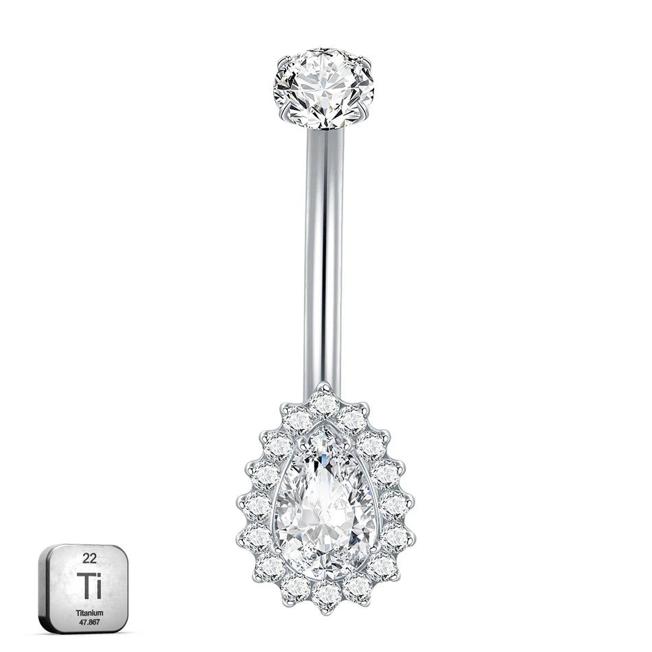 Premium Titanium Pear-Shaped Belly Ring | 14G (1.6MM) | 10MM Bar