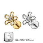 Lab_Flower_04 ASTM F136 Titanium 16G (1.2mm) Internally Threaded Flower Stud