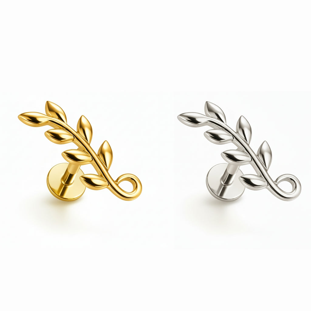 18K Gold Leaf Flat Back Stud – Internally Threaded (Sold Per Piece)