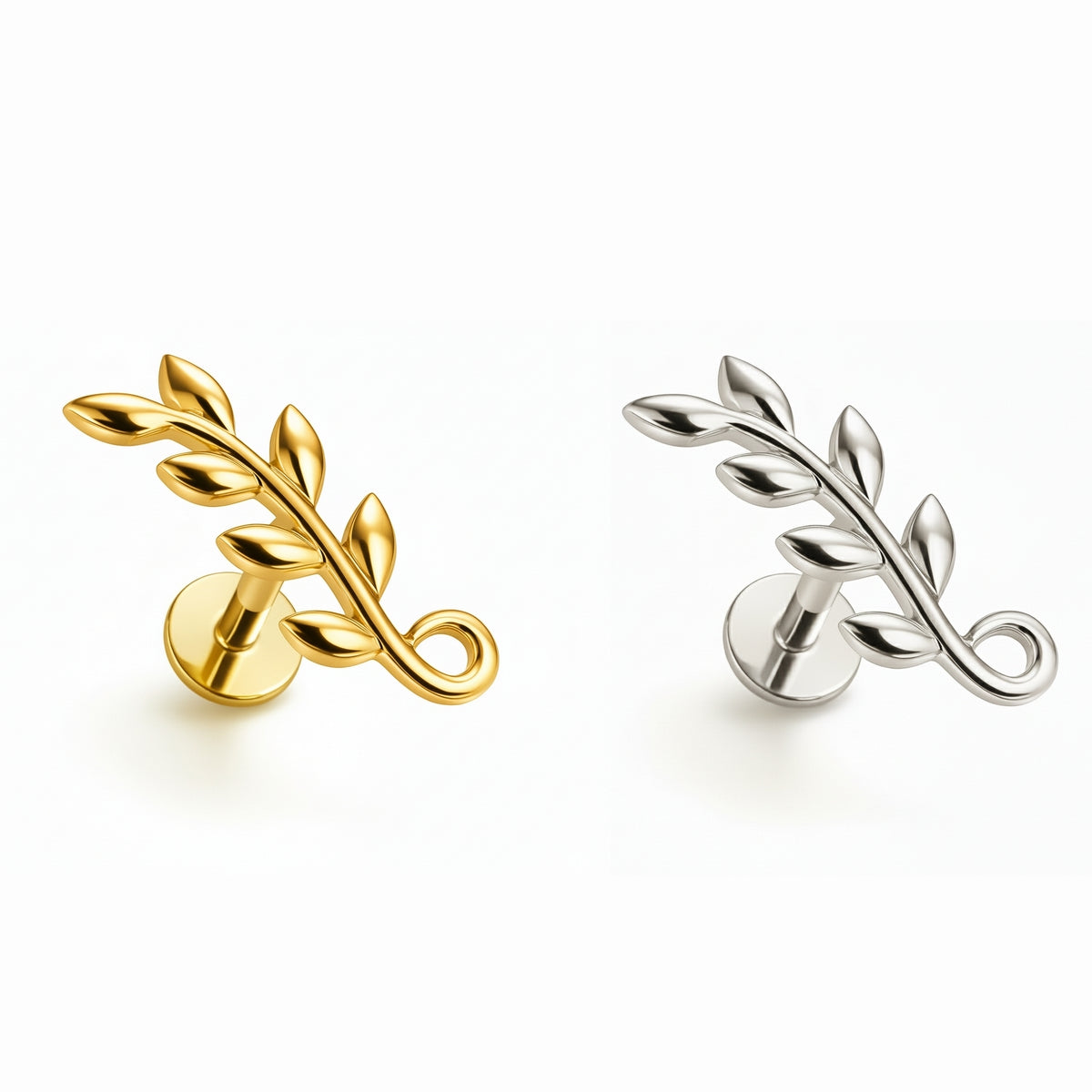 18K Gold Leaf Flat Back Stud – Internally Threaded (Sold Per Piece)