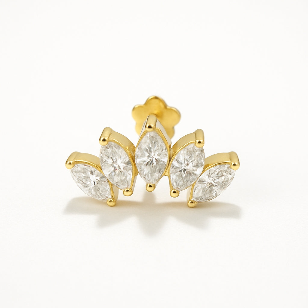 18K Gold Marquise Lab Diamond Cluster – Internally Threaded (Sold Per Piece)