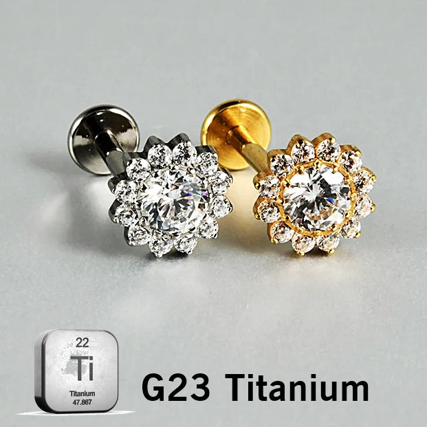 39-7 ASTM F136 Titanium 16G (1.2MM) Internally Threaded Flower Piercing Stud