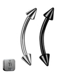 Natural Titanium 16G (1.2MM) Internally Threaded Spike Rook Eyebrow Piercing