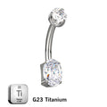 ASTM F136 Titanium 14G (1.6MM) Internally Threaded Oval Belly Button Piercing 10MM
