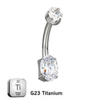 ASTM F136 Titanium 14G (1.6MM) Internally Threaded Oval Belly Button Piercing 10MM