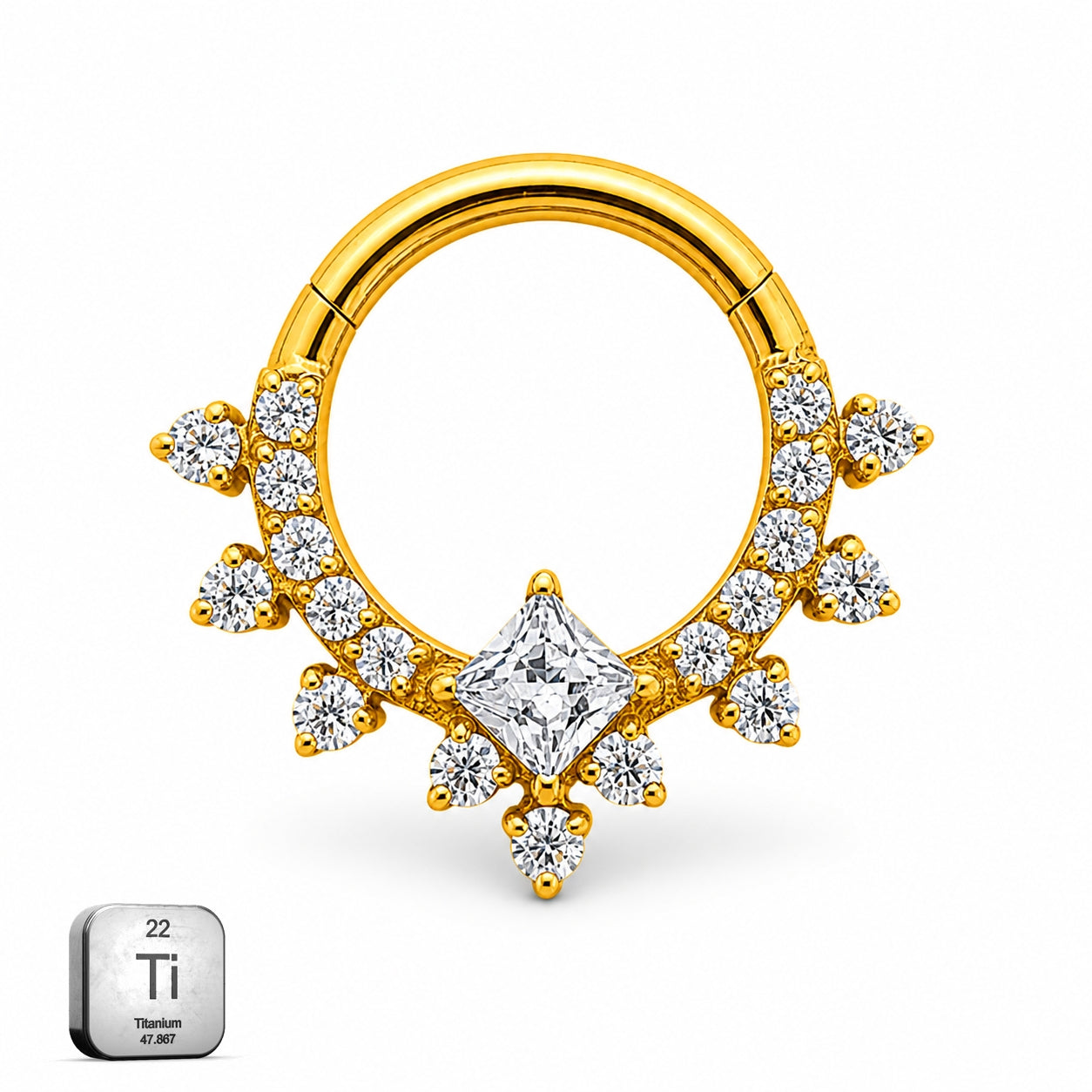 Royal Princess CZ Titanium Clicker Ring