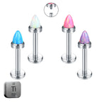 Natural Titanium 16G (1.2MM) Internally Threaded Opal Bullet Labret Stud