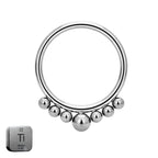 Natural Titanium 5 Balls Daith &amp; Septum Piercing Hoop 16G 10MM