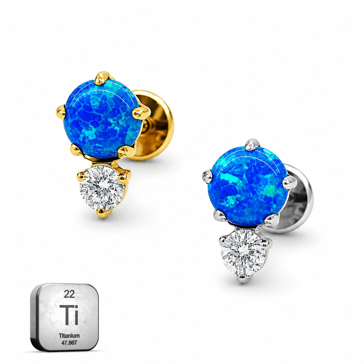 Titanium Blue Opal Crystal Stud