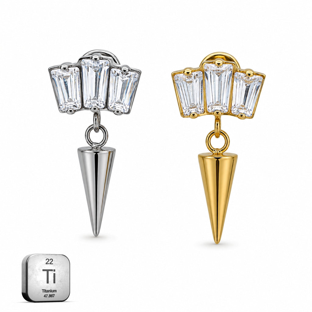 Titanium Spike Dangle Stud – Geometric Crystal Edition