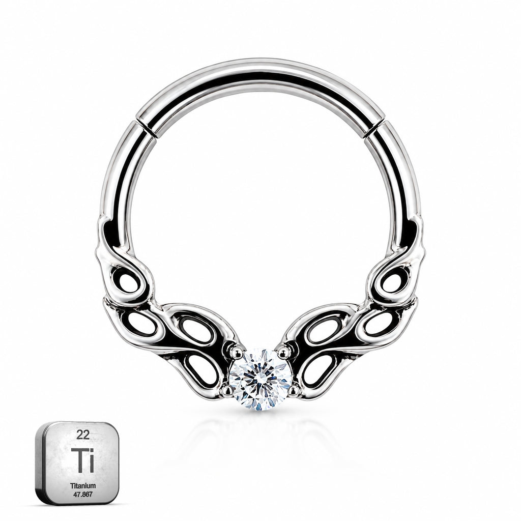 Titanium Hinged CZ Hoop – Artistic Daith &amp; Septum Piercing Jewellery