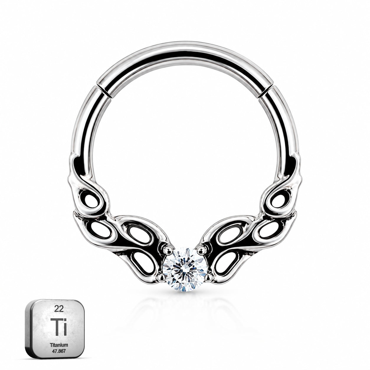 Titanium Hinged CZ Hoop – Artistic Daith &amp; Septum Piercing Jewellery
