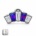 Titanium Purple Opal & Emerald Crystal Fan Stud