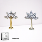Vertical Helix Titanium Jewelry – 5 CZ Lotus Design