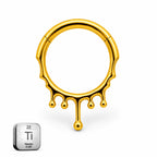 Ornamental Drip Titanium Clicker Ring – Gold Finish (8mm)