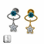 Titanium Star Dangle Stud