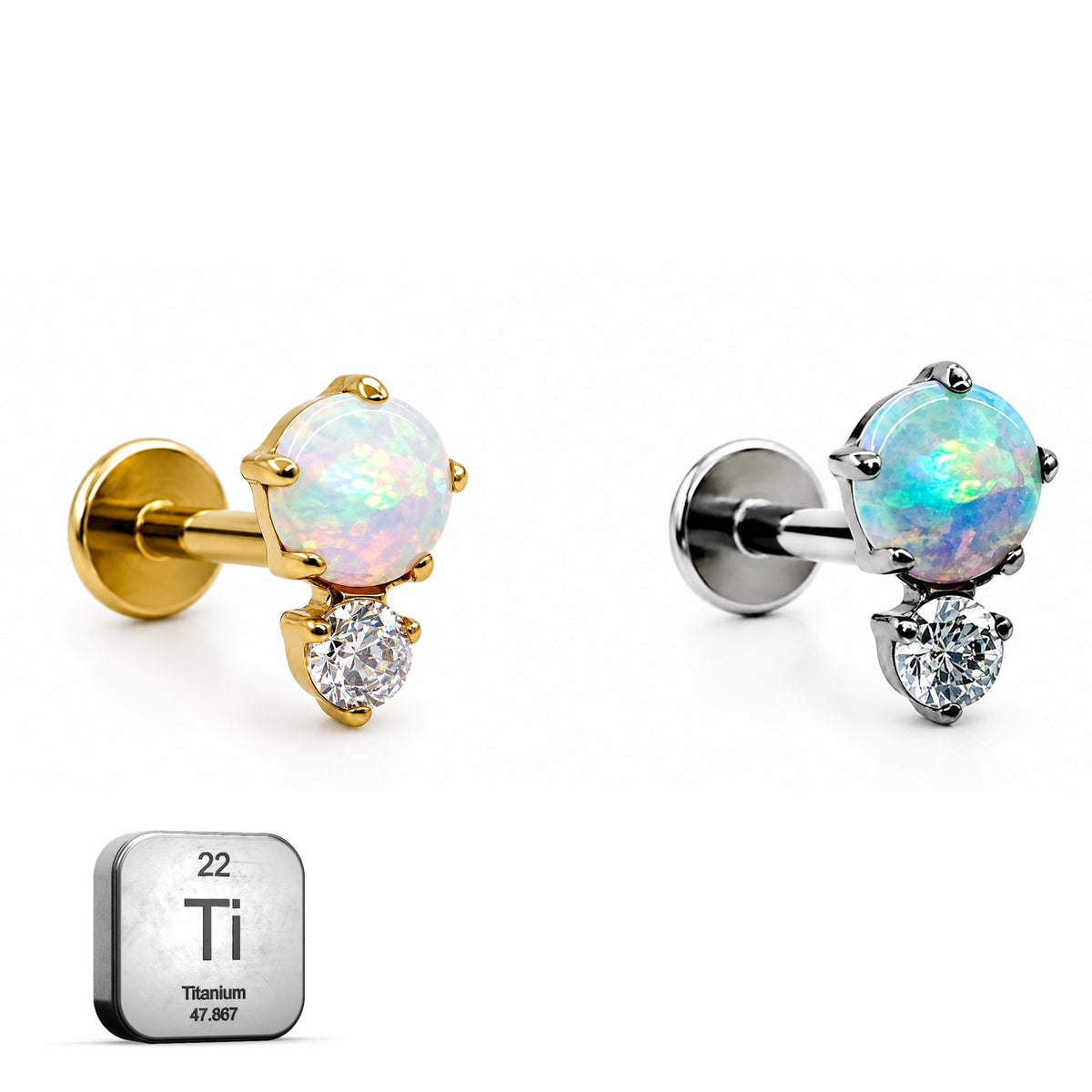 Titanium White Opal Crystal Stud