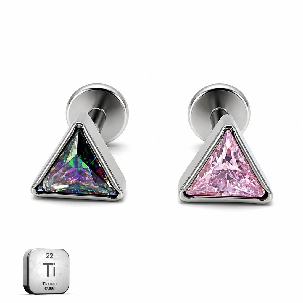 Triangle Crystal Titanium Flat Back Stud
