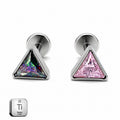 Triangle Crystal Titanium Flat Back Stud