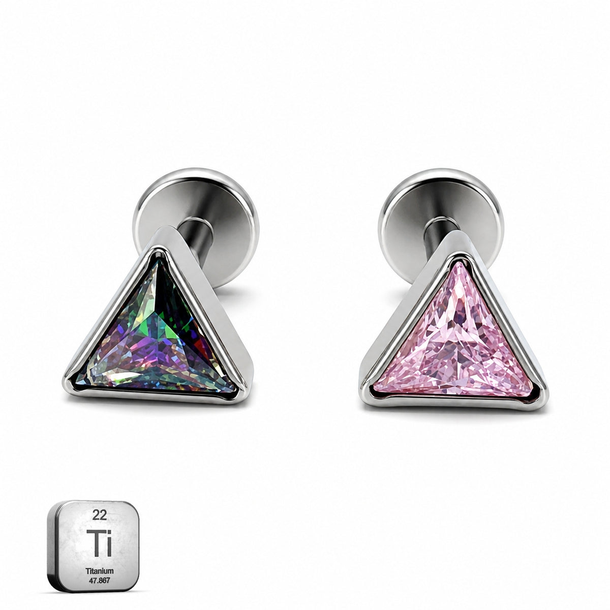 Triangle Crystal Titanium Flat Back Stud