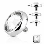 Titanium Dermal Piercing Top – Bezel Set Crystal
