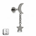 Titanium Moon &amp; Star Dangle Stud