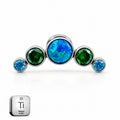 Titanium Blue Opal & Emerald Crystal Arc Stud