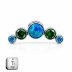 Titanium Blue Opal & Emerald Crystal Arc Stud