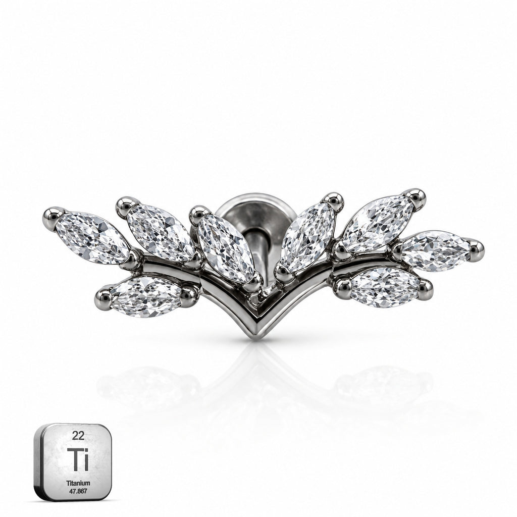 Titanium Crystal Laurel Fan Stud