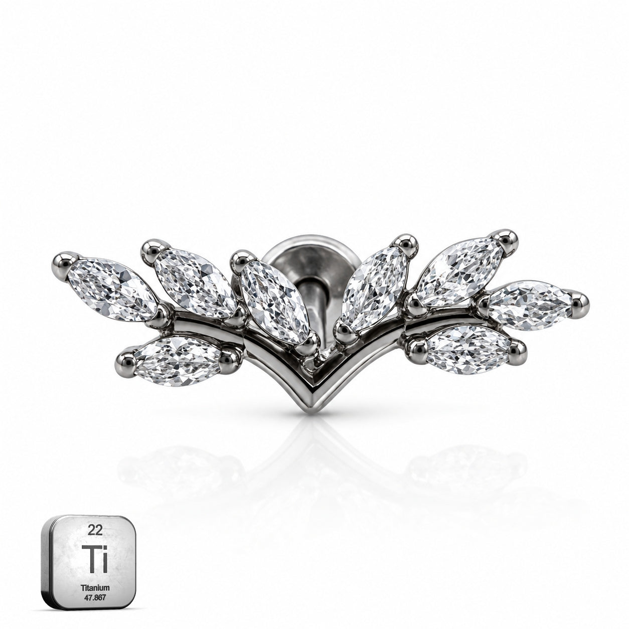 Titanium Crystal Laurel Fan Stud