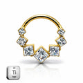 Titanium Hinged Hoop Square CZ – 16G | 10mm