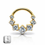 Titanium Hinged Hoop Square CZ – 16G | 10mm