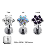 Lab_Flower_03 ASTM F136 Titanium 16G (1.2mm) Internally Threaded Flower Stud