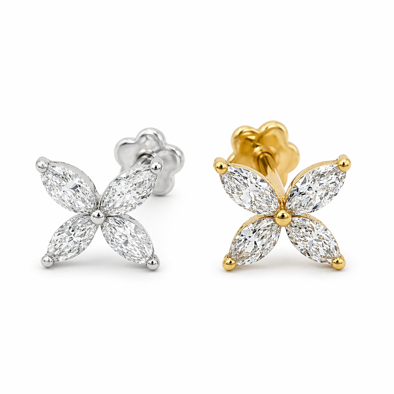 18K Gold Lab Diamond Flat Back Stud
