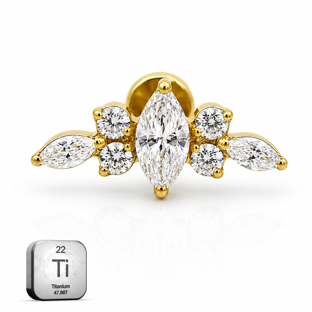 Titanium Arch CZ Flat Back Stud