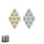 Titanium 16G (1.2MM) Internally Threaded 9 Crystal with Diamond Shaped Piercing Stud