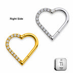 Crystal Heart Titanium Clicker Ring