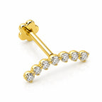 18K Gold Seven Round Lab-Grown Diamond Curved Piercing Stud