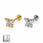Titanium Butterfly Flat Back Stud