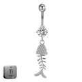 Titanium 14G (1.6MM) Externally Threaded Dangling Fish Pin Belly Button Piercing 10MM