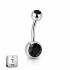 Titanium Belly Piercing with Black CZ