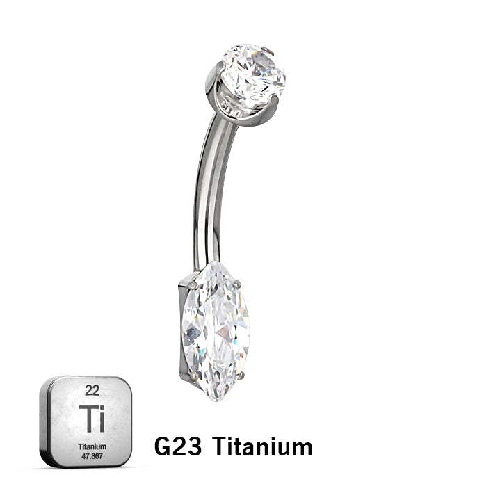 ASTM F136 Titanium 14G (1.6MM) Internally Threaded Slim Belly Button Piercing 10MM