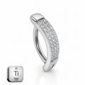 Titanium Click Lock Belly Piercing – Curved Pavé CZ Bar