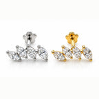18K Gold Four Marquise Lab-Grown Diamond Curved Piercing Stud