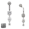 Premium Titanium Round Belly with Dangling Crystals Belly Ring | 14G (1.6MM) | 10MM Bar