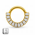Luxury Baguette CZ Titanium Clicker Ring – Gold Finish (8mm)