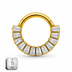 Luxury Baguette CZ Titanium Clicker Ring – Gold Finish (8mm)